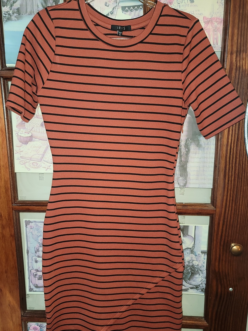 iris Rust-Orange & Black Striped Midi Knit Dress